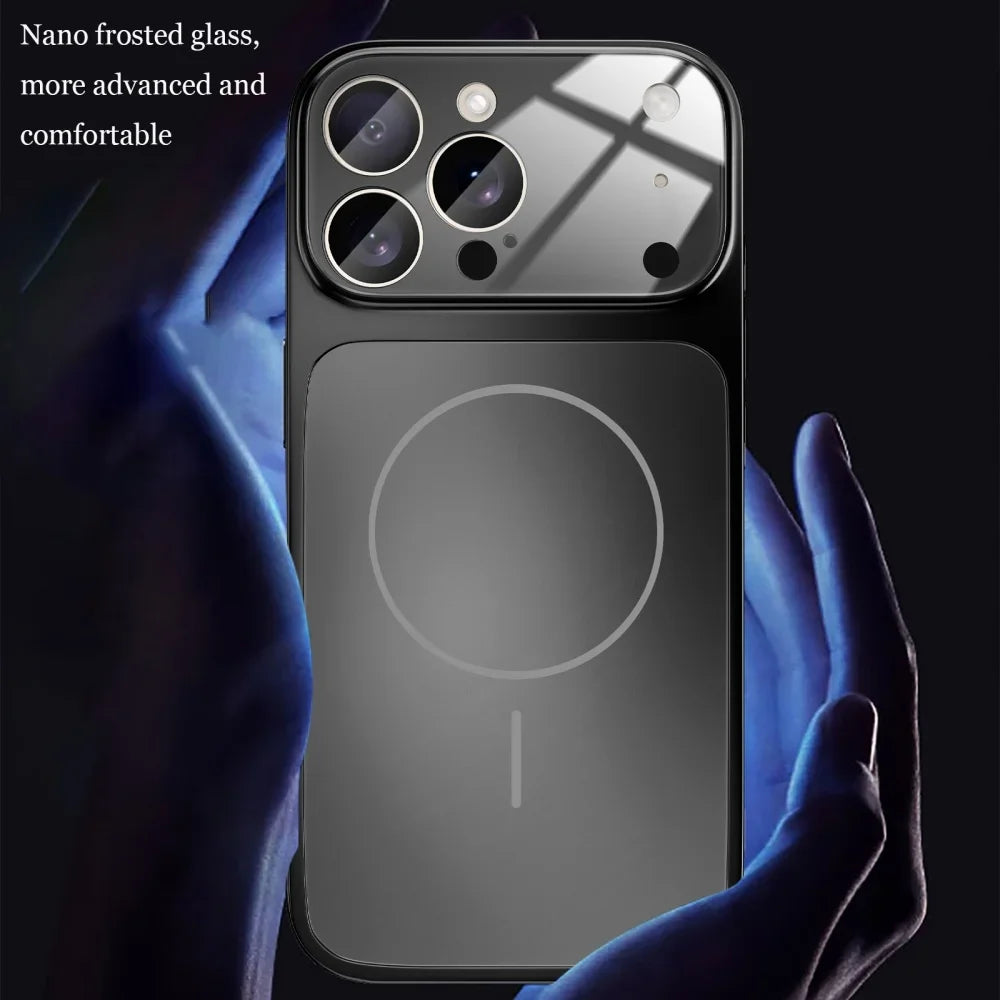 Glass Nano Matte Case For iPhone 17 Pro Max 17Air 17Pro 16 15 14 13 Pro Max Cover Magnetic Wireless Charge Armor Funda