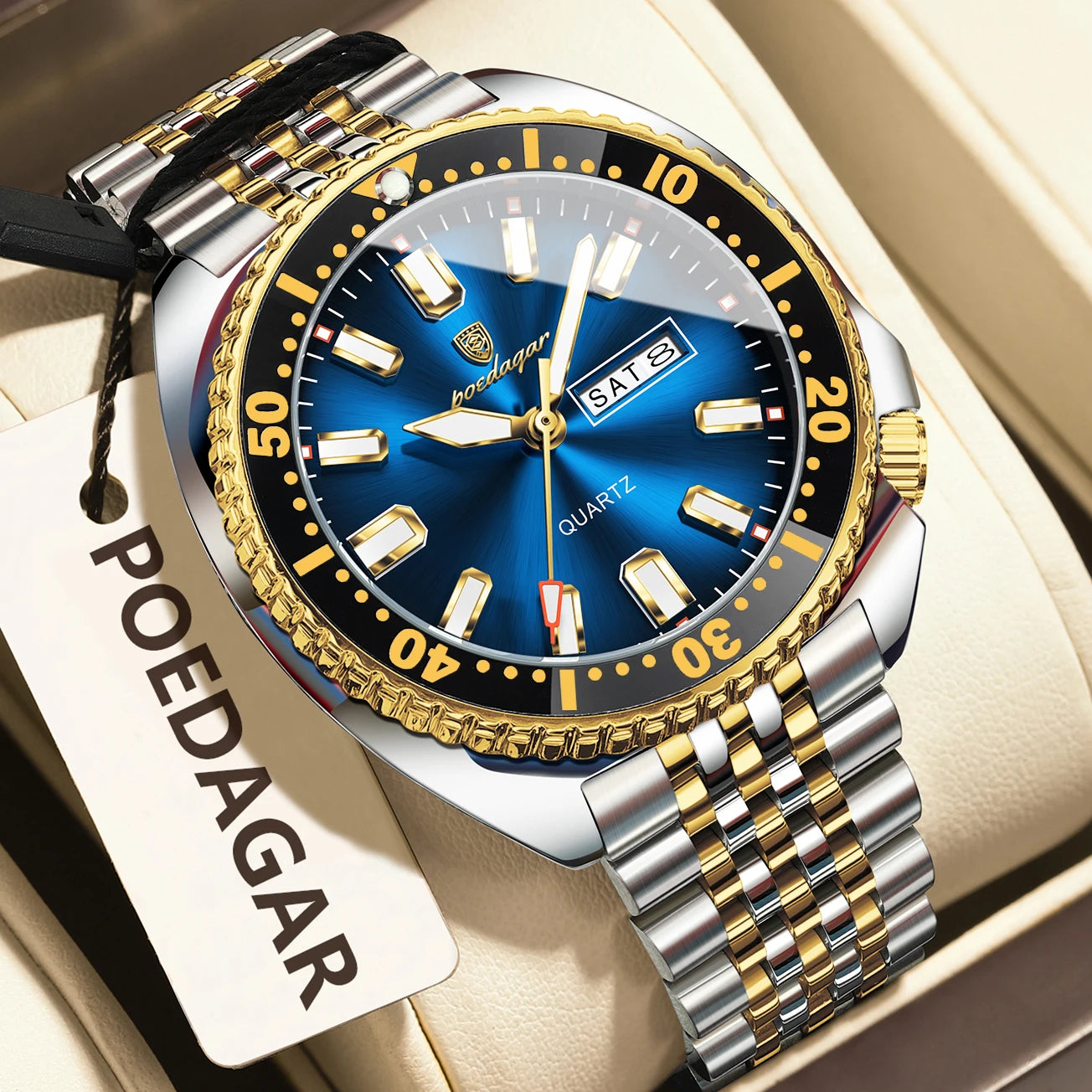 POEDAGAR Luxury Fashion Men's Watch Waterproof Luminous Quartz Male Watch Date Week Stainless Steel Casual Watches For Men Reloj