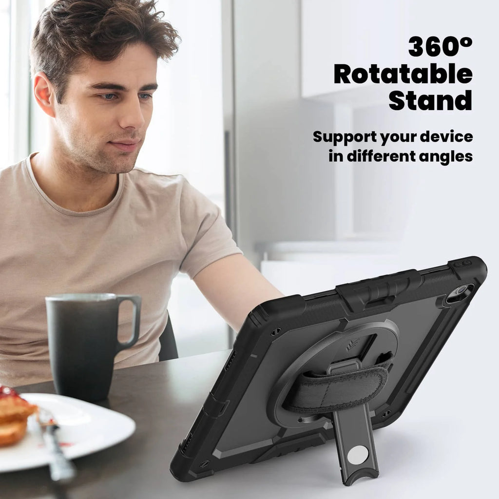 For iPad (A16) 11th Air 11 Air 13 M3  (2025) - Heavy Duty Protective Cover with Screen Protector, Shoulder Strap & Pencil Holder