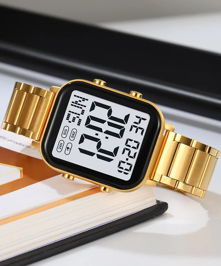 Skmei Men Digital Watches Luxury Stainless Steel Strap Dual Time Zone Man Sports Bracelet Watch 30M Waterproof Male Alarm Clock