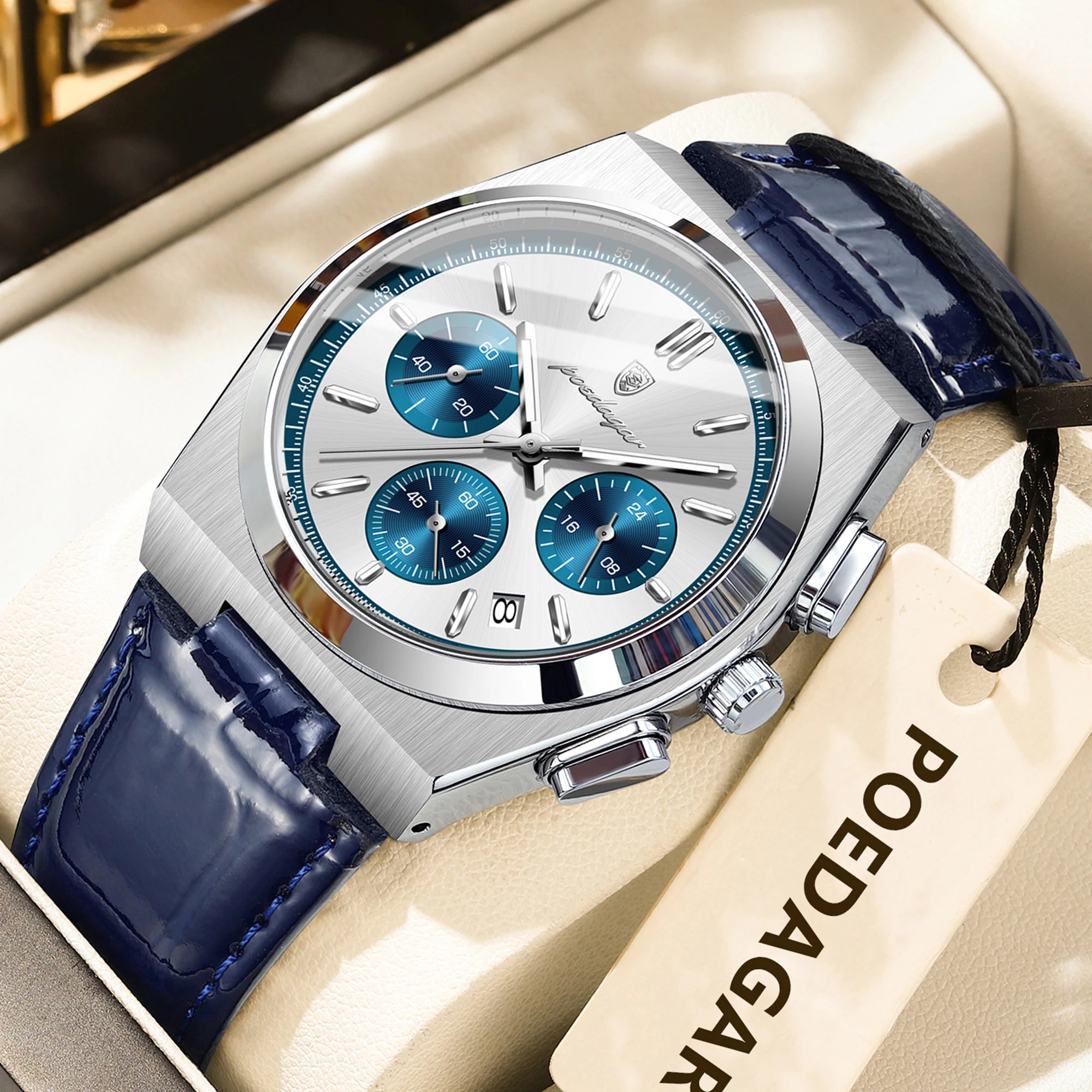 POEDAGAR Luxury Classic Men's Watch Waterproof Luminous Chronograph Date Quartz Man Clock Fashion Sports Leather Watches For Men