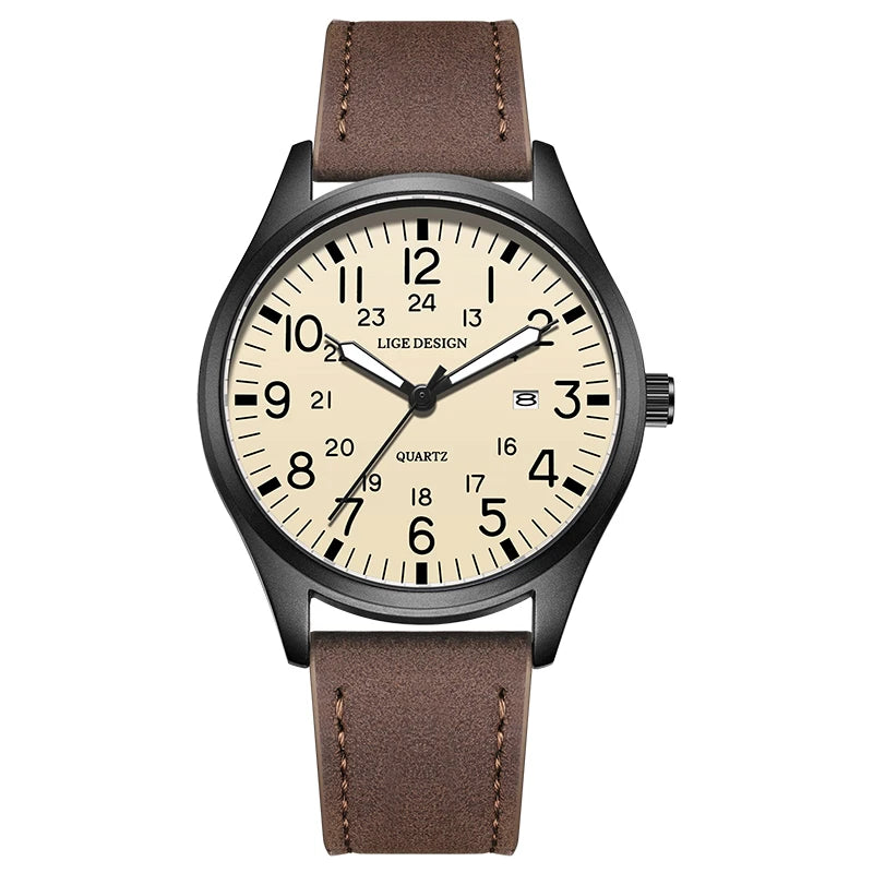 LIGE Original Top Quartz Watch Outdoor Sports Casual Simple Auto Date Clock Nylon Strap Waterproof Luminous Watches for Man Gift