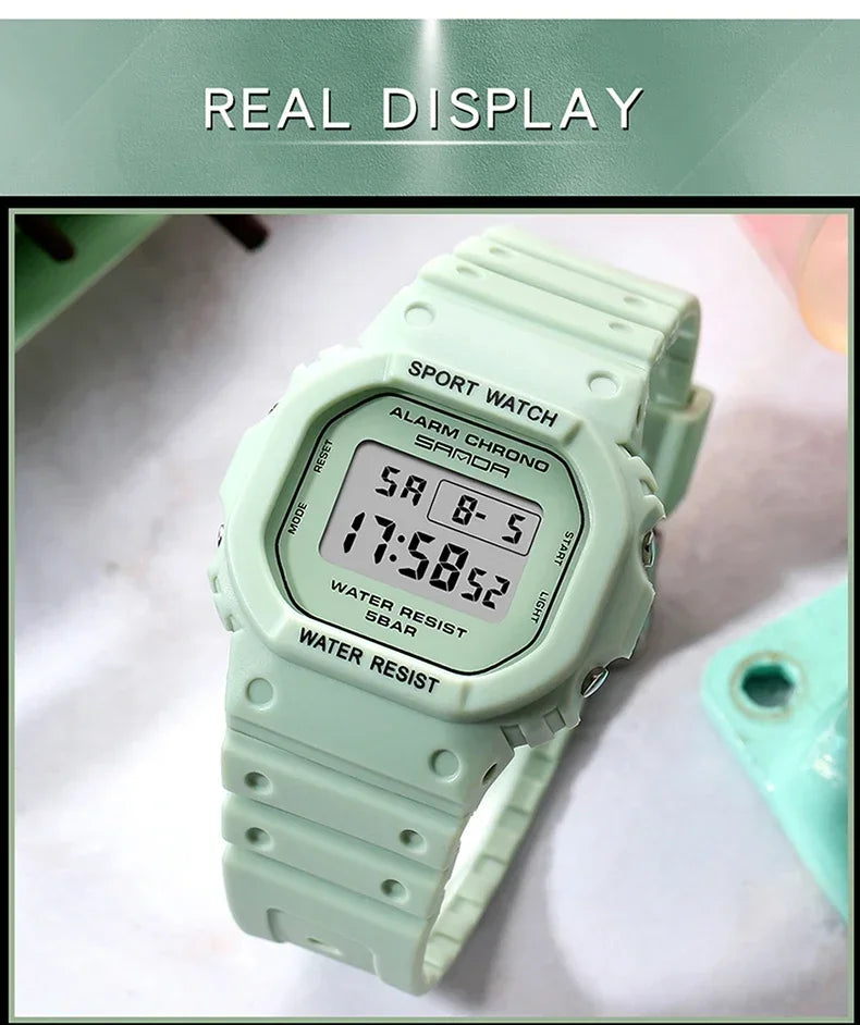 SANDA 293  Waterproof Watch Fashion Brand Ladies Watches For Women Sport Digital Wristwatches Female Clock LED Display 50m
