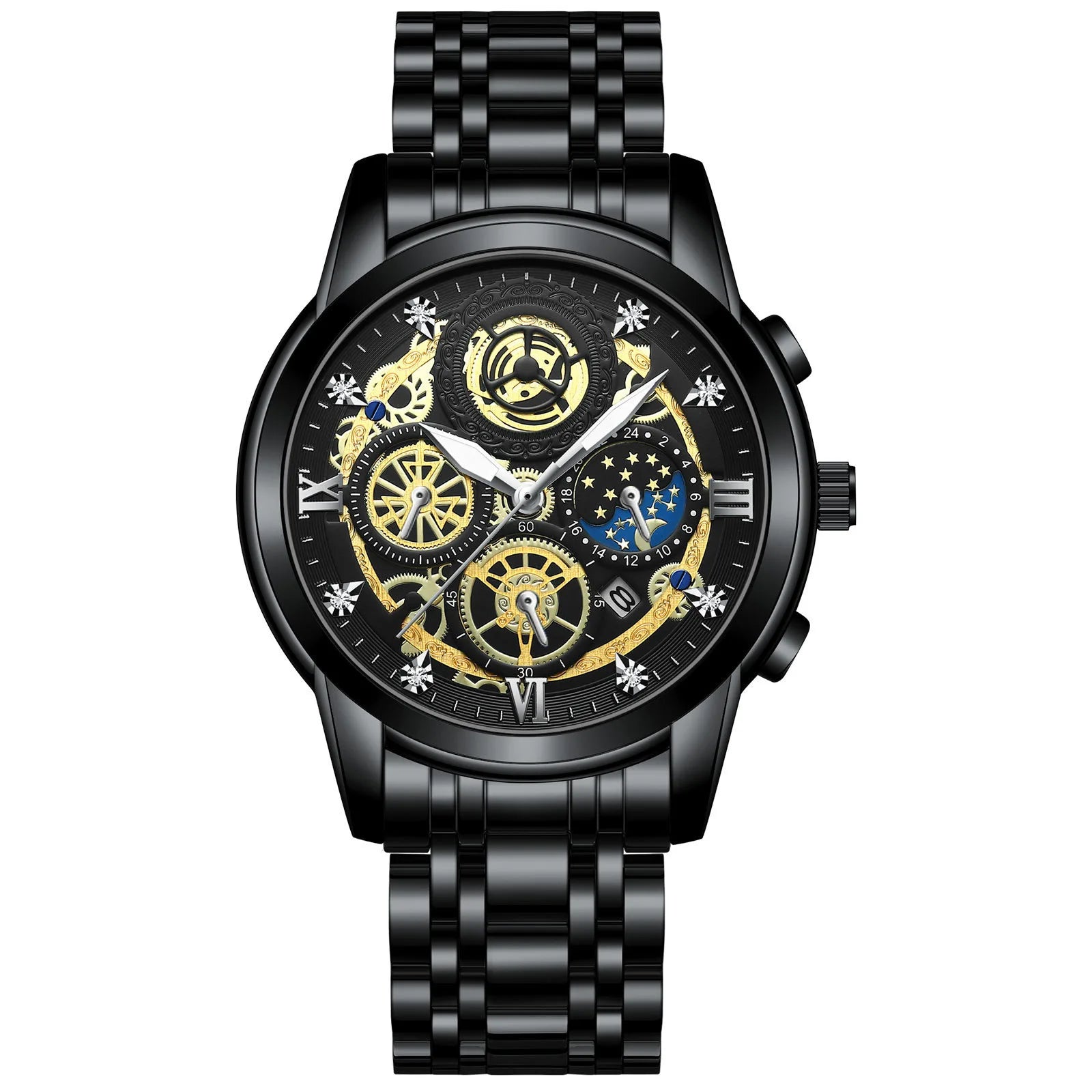 BINBOND B4010 Fashion Casual Quartz Men Watch Stainless Steel Strap Luxury Dial Luminous 30M Waterproof Business Men Wristwatch