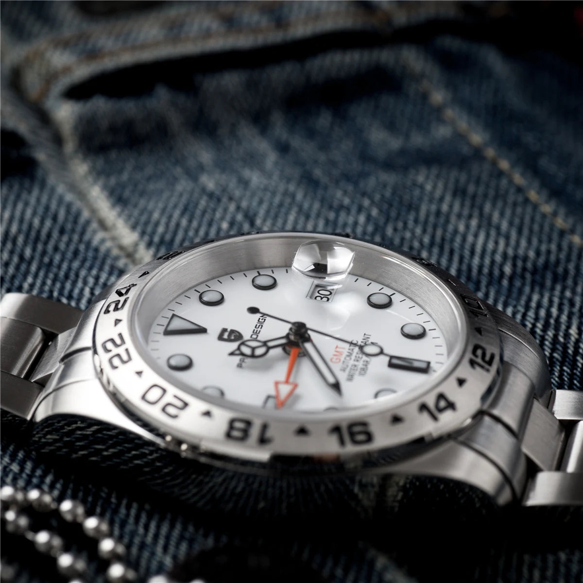 PAGANI DESIGN PD1762 Men’s Automatic Mechanical GMT Watch DG5833 Sapphire Crystal 10Bar Waterproof Stainless Steel Dual Time