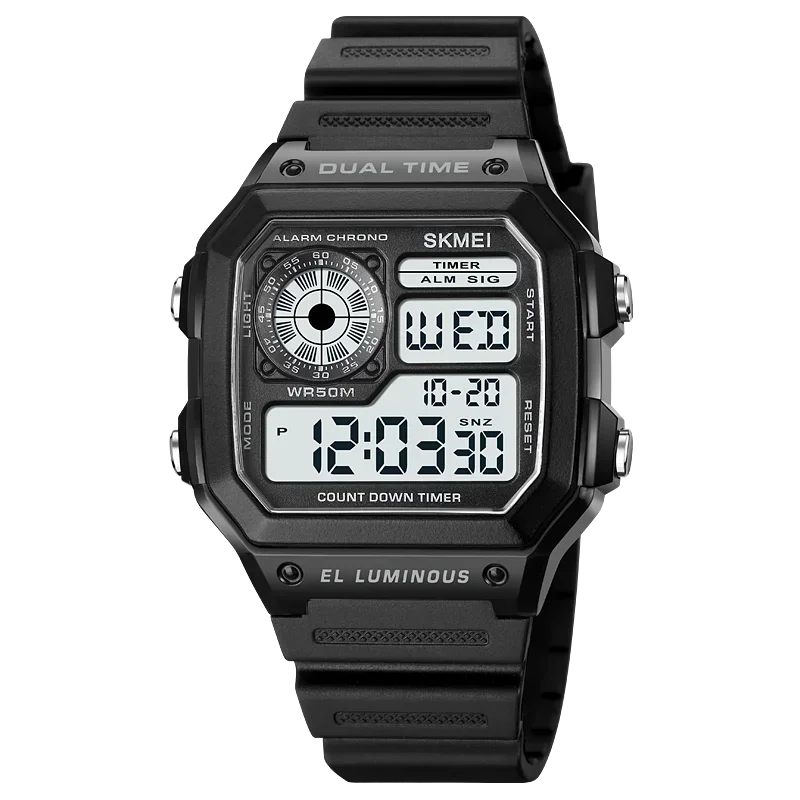SKMEI 1998 Mens Multifunction 5Bar Waterproof Chrono Wristwatch Clock reloj hombre  Japan Digital Movement Countdown Sport Watch