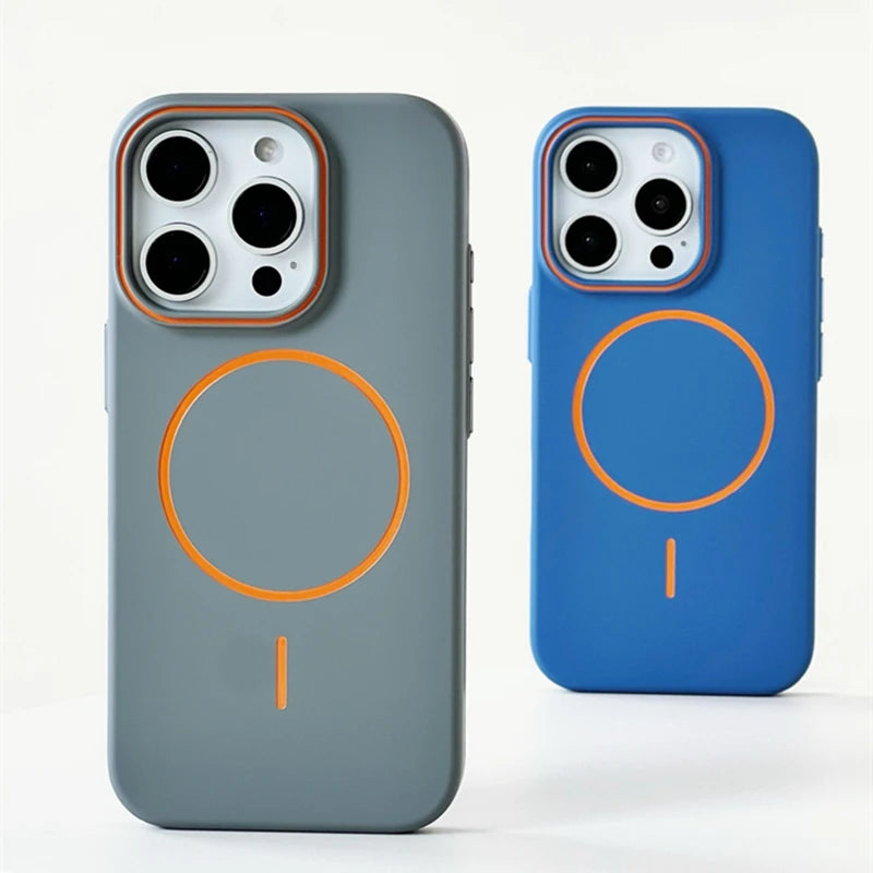 Ultrathin Hit Color For MagSafe Phone Case for iPhone 17 16 15 Pro Max 14 13 12 Magnetic Wireless Charger Matte Hard PC Cover