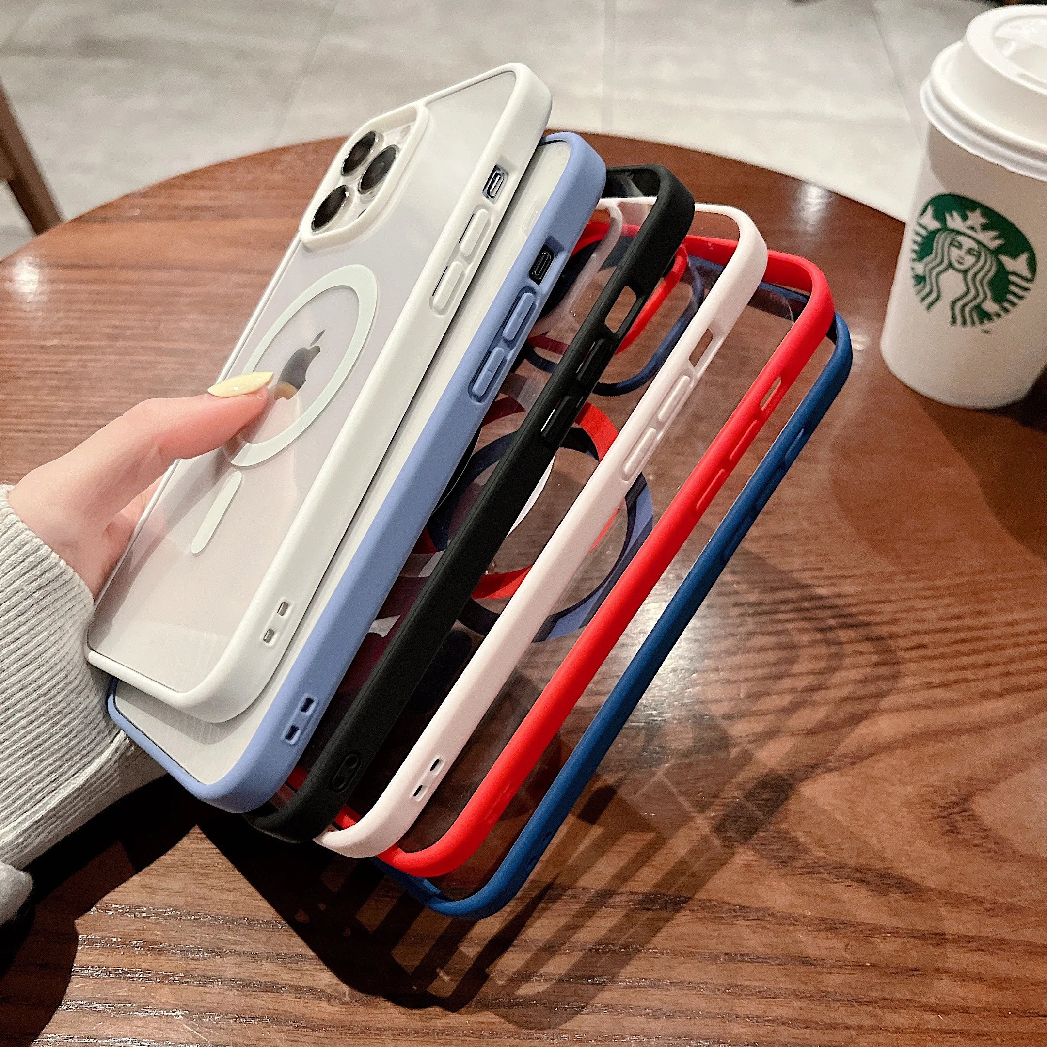 Colorful Transparent For Magsafe Magnetic Wireless Charging Case for iPhone 15 14 13 12 11 Pro Max Mini XS XR Hard Acrylic Cover