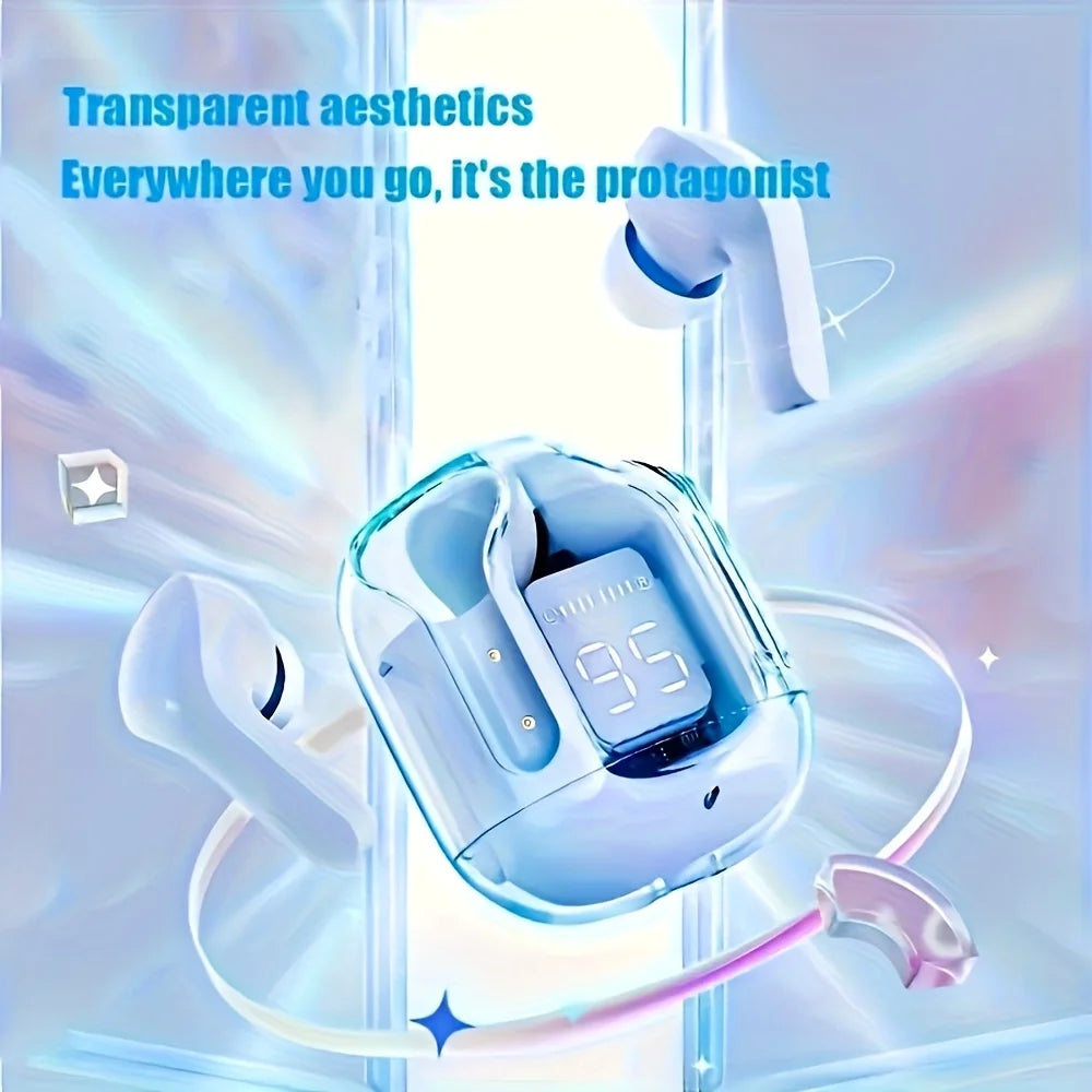 Wireless Earbuds Bluetooth 5.3, ENC Noise Cancelling, LED Battery Display, 3D Stereo Audio, Touch Control, Mini In-Ear Headphone