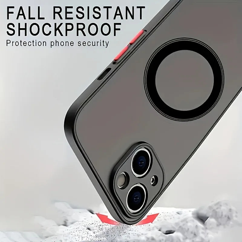 Translucent Magnetic Armor Phone Case For iPhone 17 16 15 14 13 12 Pro Max Plus Air For Magsafe Magnetic Wireless Charging Cover