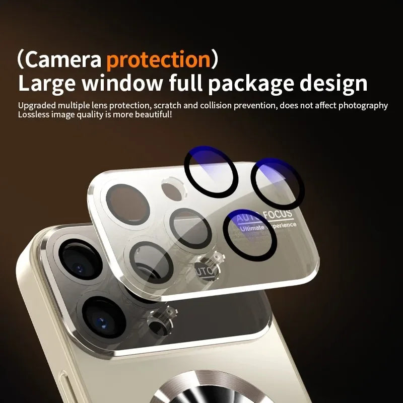 Titanium Metallic Luxury Matte Case For iPhone 17 16 15 14 13 12 11 Pro Max Plus For Magsafe Glass Lens Camera Protection Cover