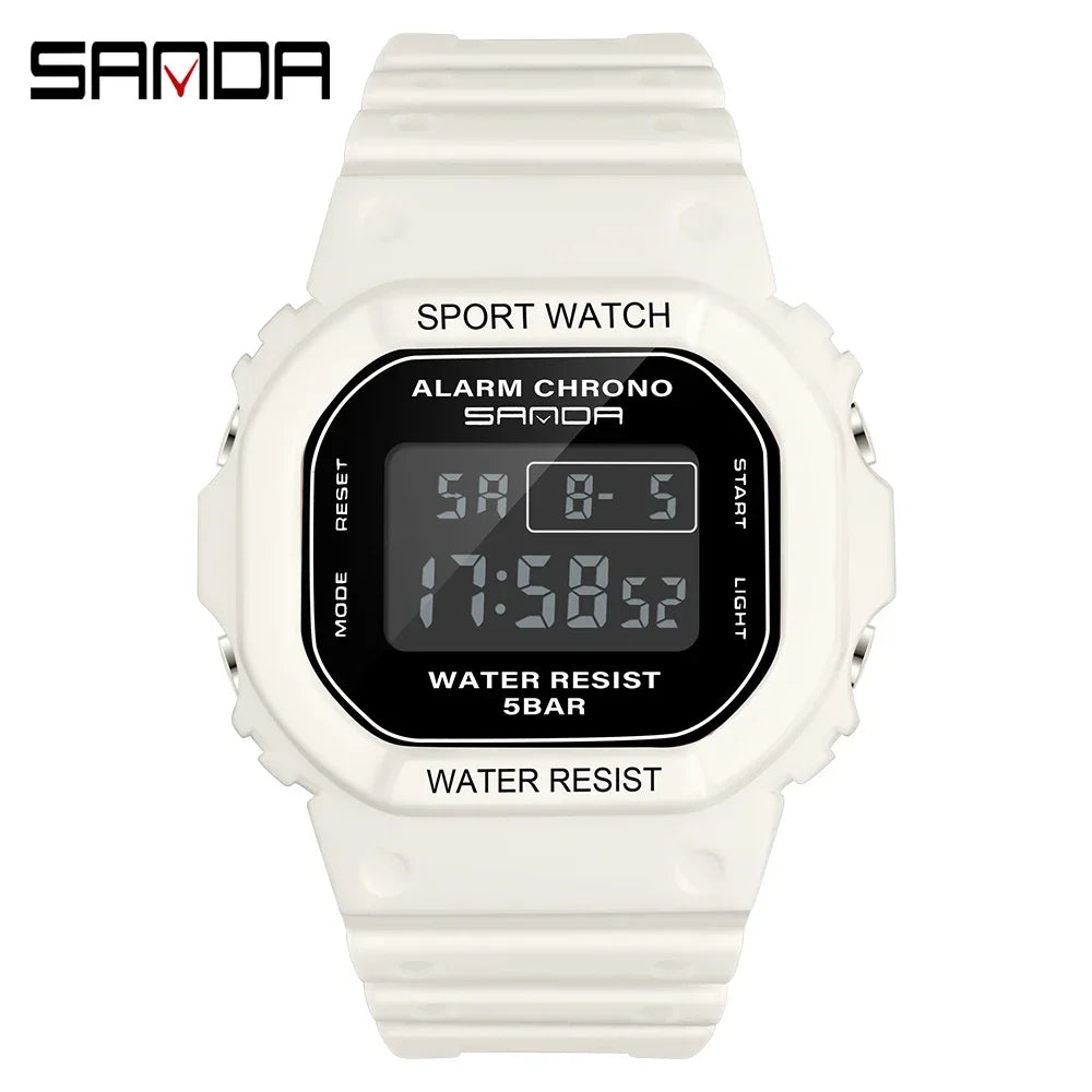 SANDA 293  Waterproof Watch Fashion Brand Ladies Watches For Women Sport Digital Wristwatches Female Clock LED Display 50m