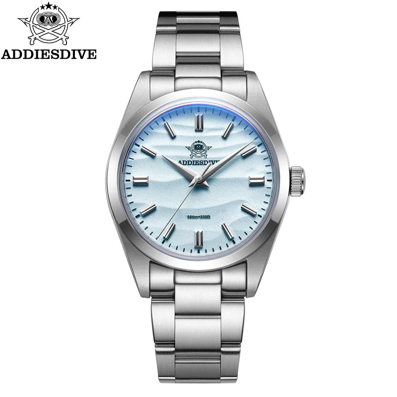 ADDIESDIVE Hot Sale Quartz Watch Simple 10Bar Steel Dive Wristwatch Bubble Mirror Pot Cover Glass Sports 36mm Men Watches AD2030