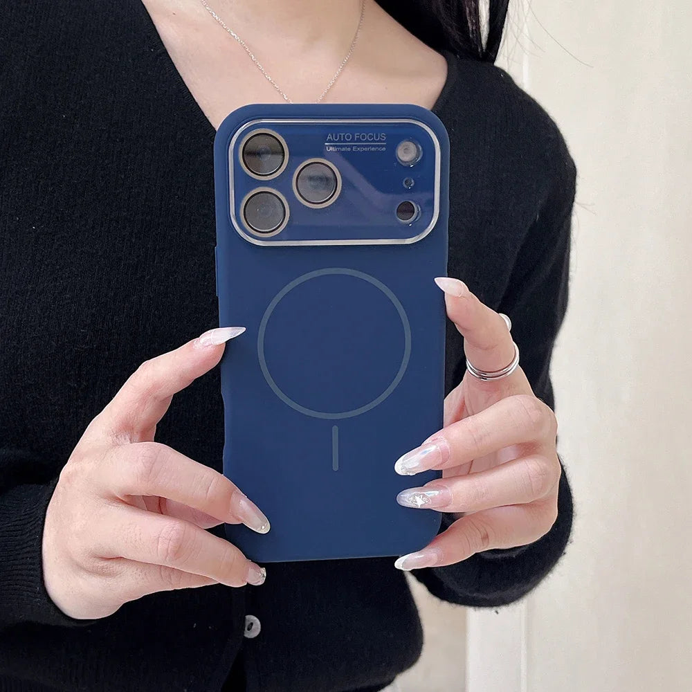 Advanced Liquid Phone Case For iPhone 17 16 14 15 Pro Max Magnetic Charging Glass Lens Protective Cover Silicone Couple Set
