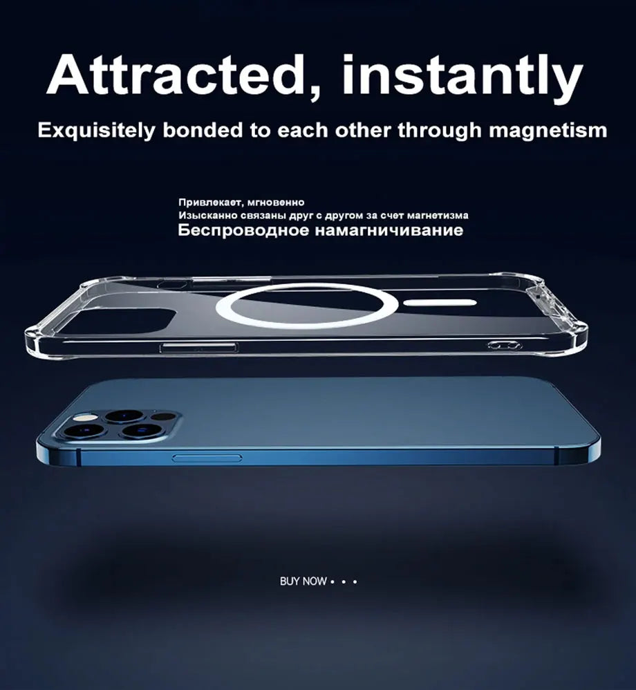 Magnetic Wireless Charger For Magsafe Transparent Case For iPhone 17 11 12 13 14 15 16 Pro Max Plus Shockproof Soft Bumper Cover