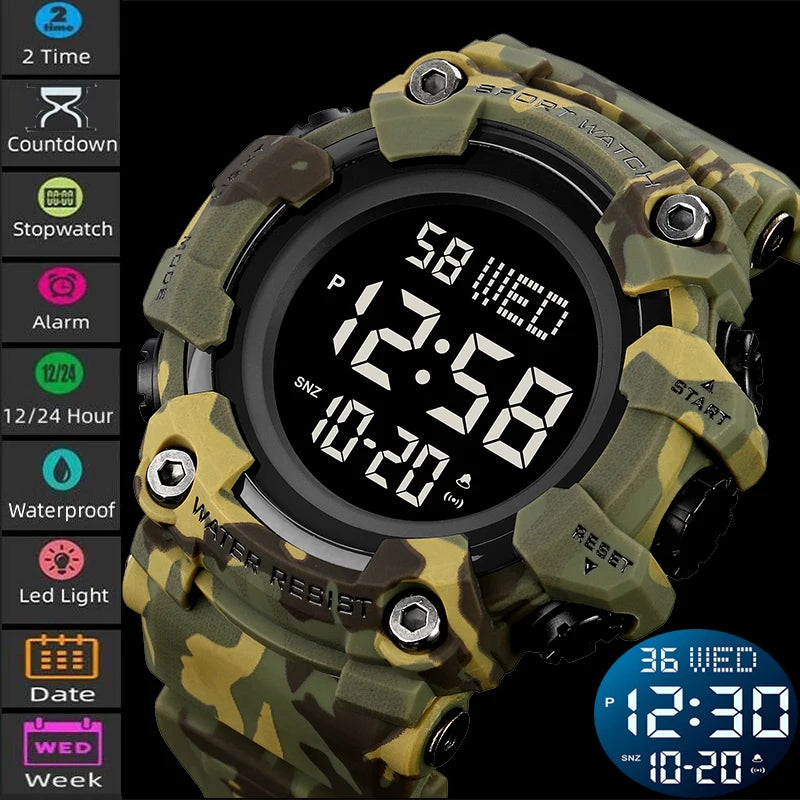 Skmei Luxury Fashion Sports Watches Men Waterproof Stopwatch Dual Time Digital Wristwatch Big Dial Clock Reloj Hombre