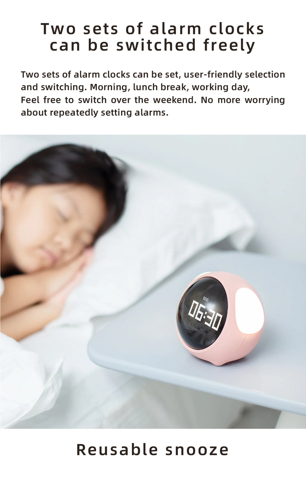 Child Alarm clock Digital Emotion Table Clock WIth Light Wireless Smart Bedside Cute Cartoon Alarm Clock For Kids