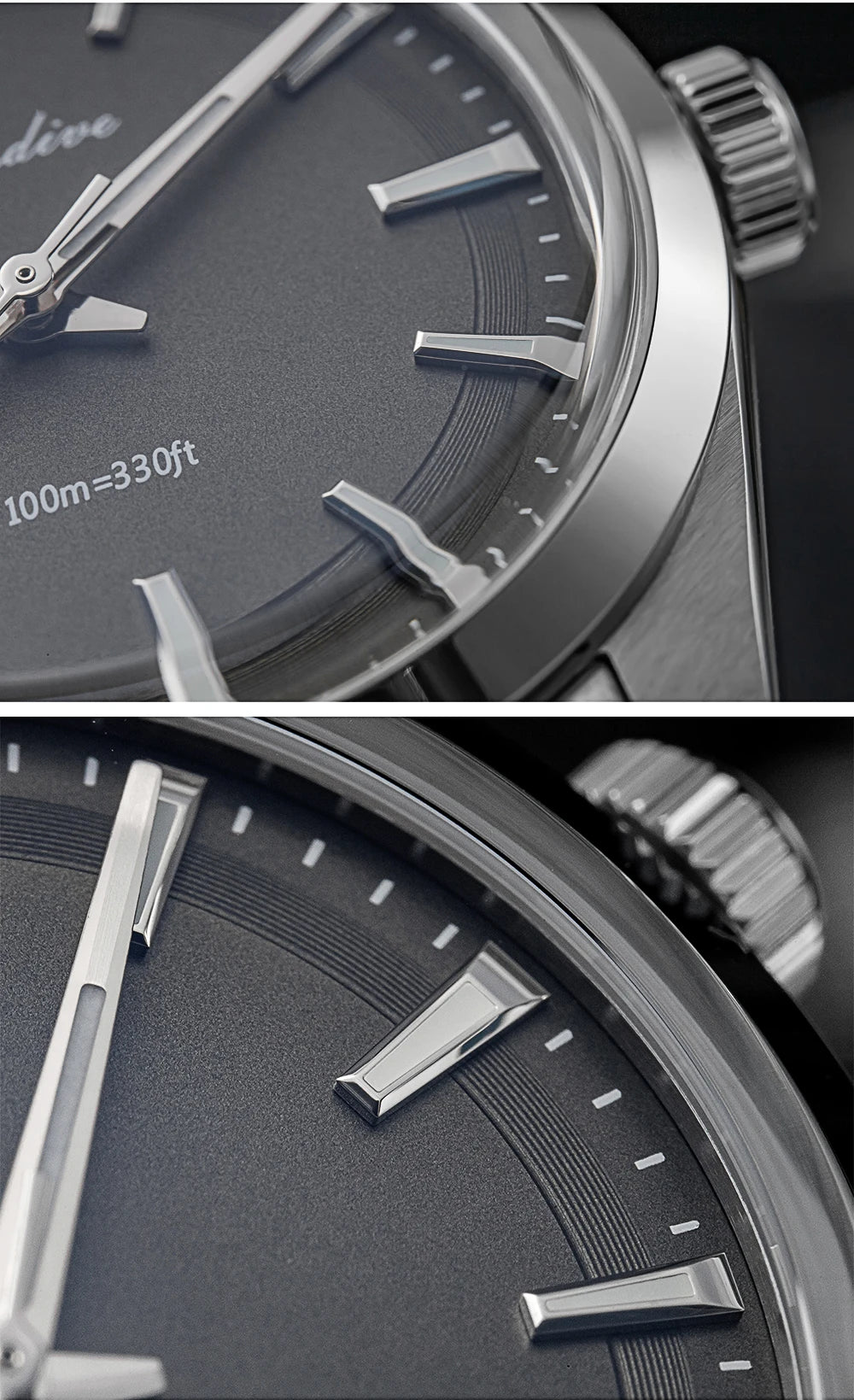 ADDIESDIVE 36MM Simple Stainless Steel Men's Watch Bubble Mirror Glass Luxury Quartz Watches 100M Waterproof AD2066 Reloj Hombre