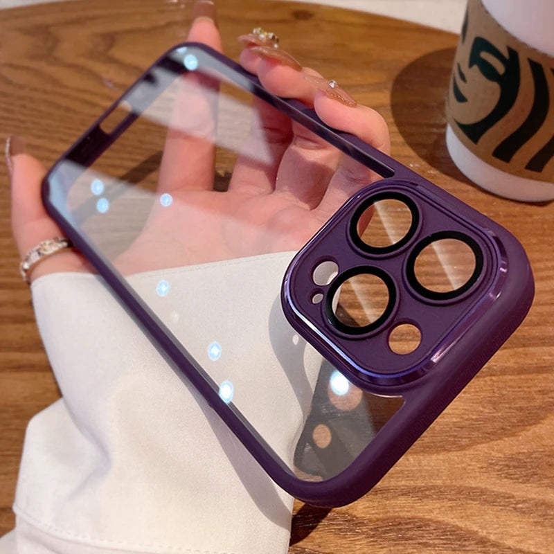 Original Gold Case For iPhone 16 Pro Max Glass Camera Protector Case for iPhone 15 13 12 14 Pro Max Transparent Shockproof Cover