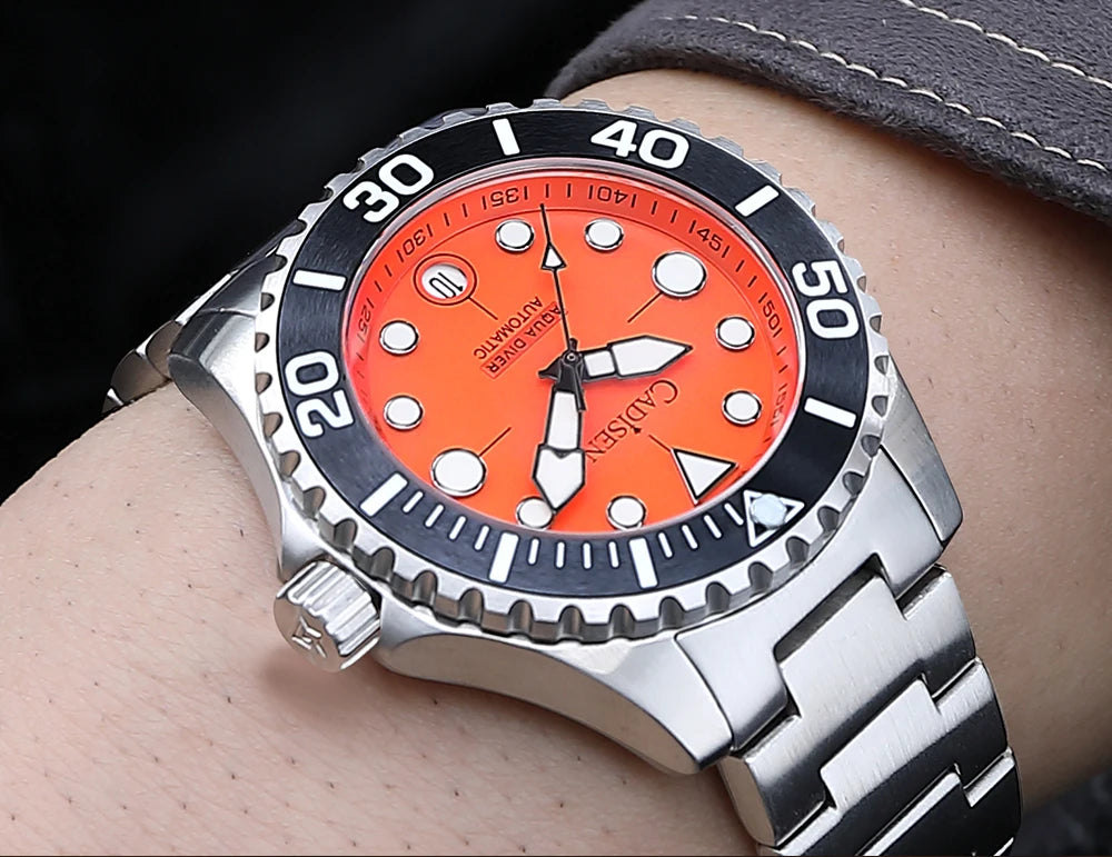 CADISEN AQUA DIVER New Brand Luxury Men Watches Automatic Watch Japan MIYOTA 8215 100M Waterproof Luminous Mechanical Wristwatch