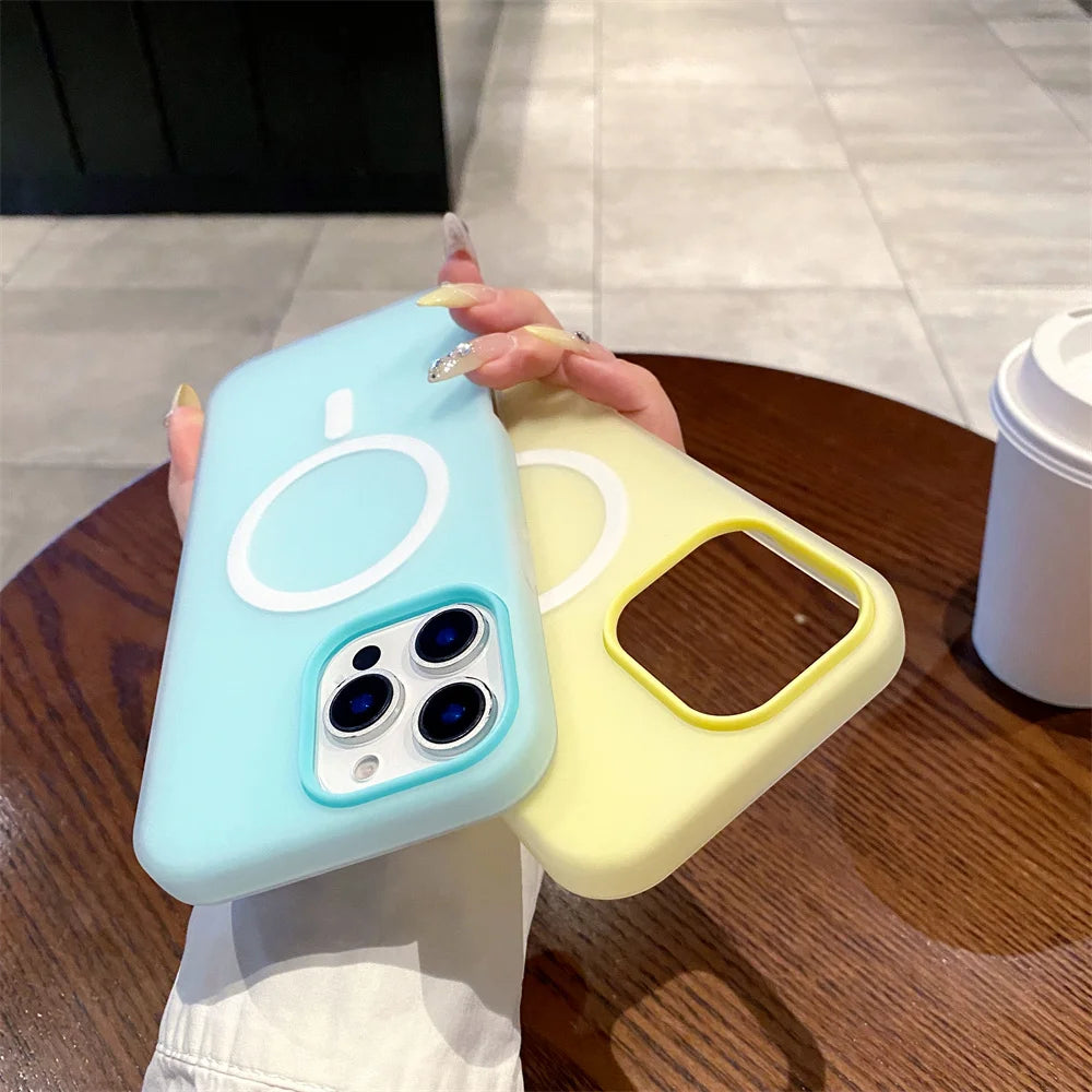 Luxury Candy Color  Magnetic Matte Case For iPhone 17 16 15 14 13 12 11 Pro Max  Air 16 ProMax Magsafe Wireless Charging  Cover