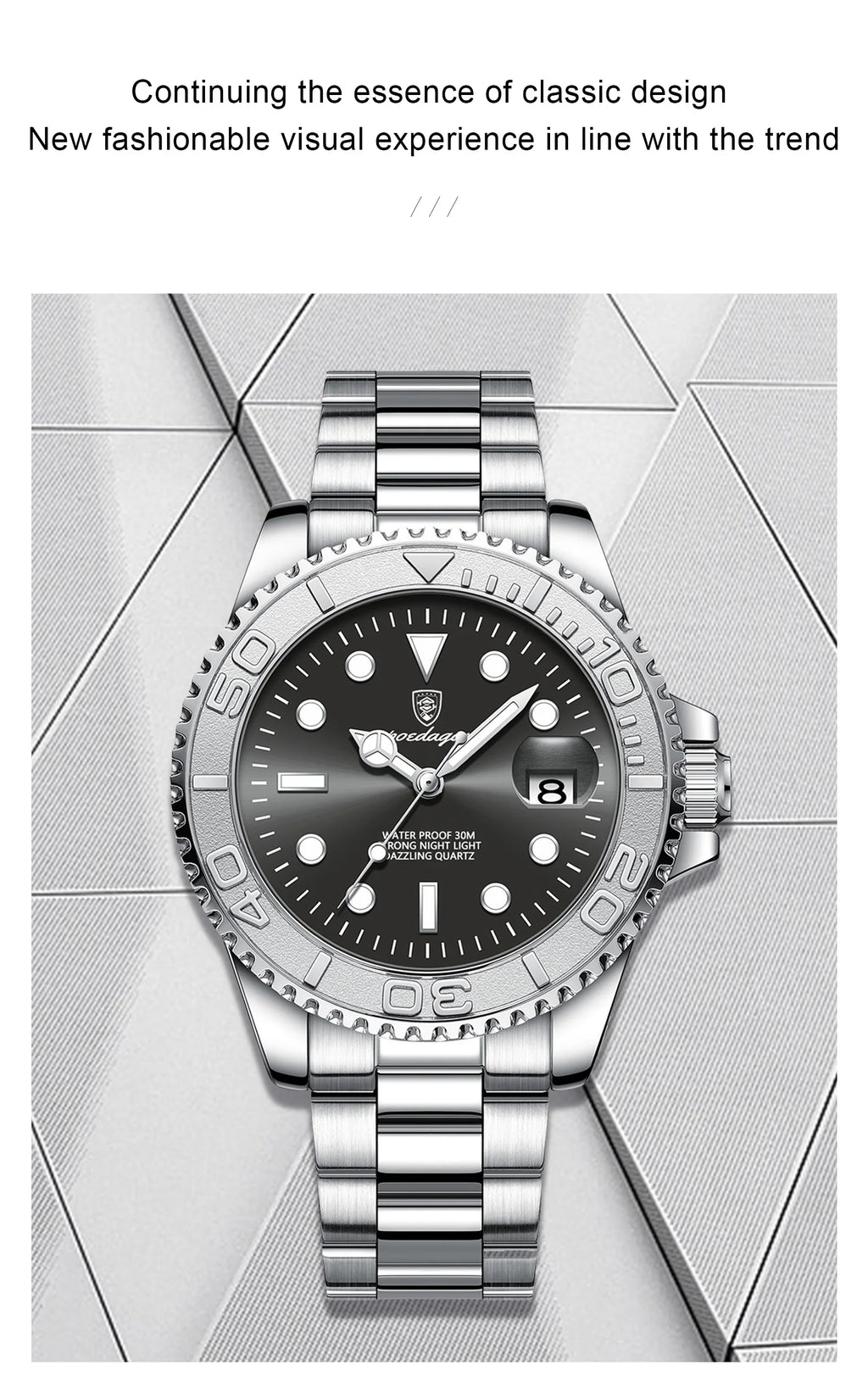 POEDAGAR Luxury Business Men Watch Waterproof Luminous Date Stainless Steel Men's Watches Military High Quality Quartz Man Watch