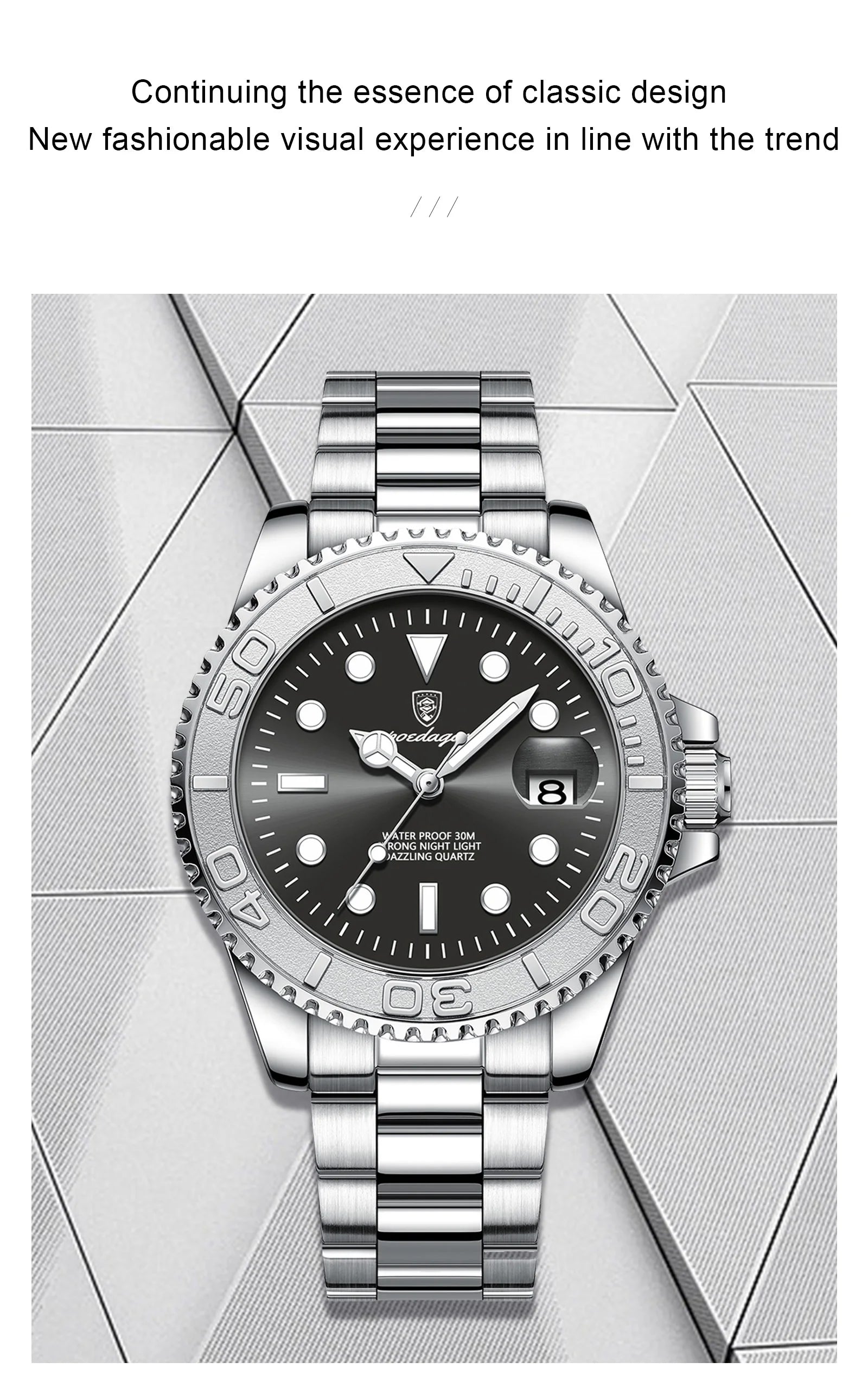 POEDAGAR Luxury Business Men Watch Waterproof Luminous Date Stainless Steel Men's Watches Military High Quality Quartz Man Watch