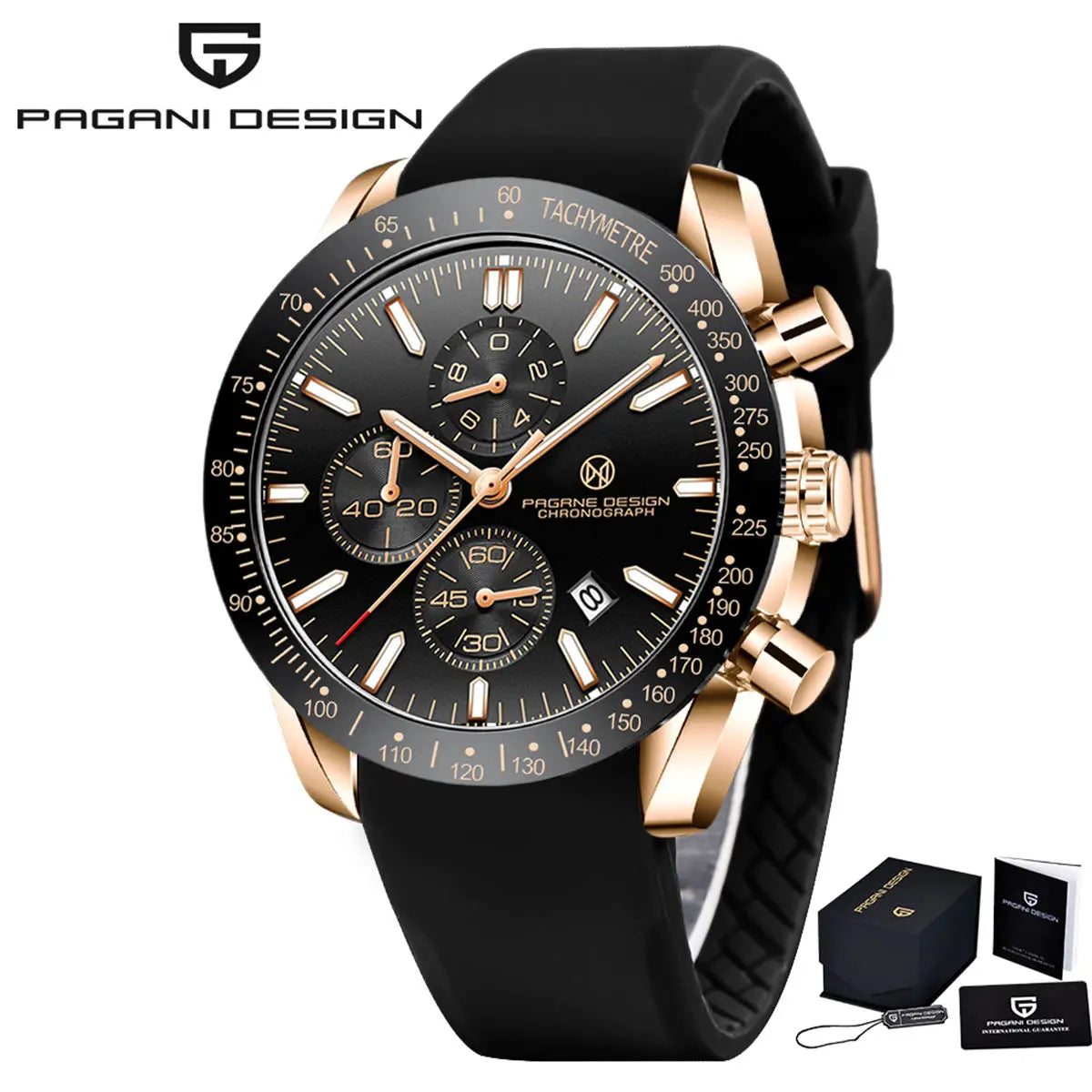 Pagane Design 2026 New Men's Quartz Chronograph Luxury Sapphire Stainless Steel Waterproof 3Bar Night Light C3 Casual Watch