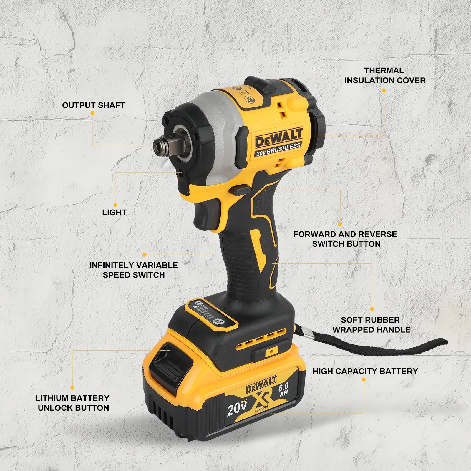 DEWALT US DCF850 20V impact wrench electric controller lithium battery brushless battery original high torque tools