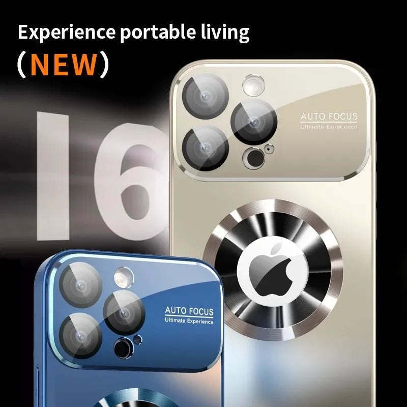 Titanium Metallic Luxury Matte Case For iPhone 17 16 15 14 13 12 11 Pro Max Plus For Magsafe Glass Lens Camera Protection Cover