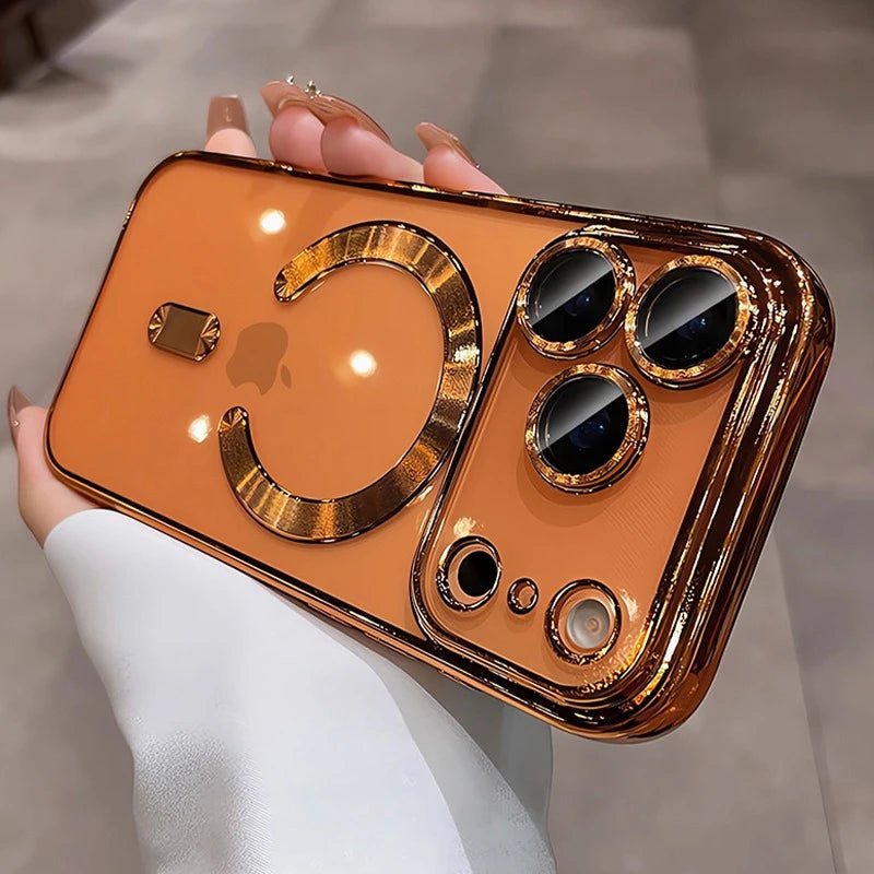 Luxury Magsafe Soft Phone Case For iPhone 11 12 13 14 15 16 17 Pro Max Plus Air Magnetic Transparent TPU Bumper Cases Cover