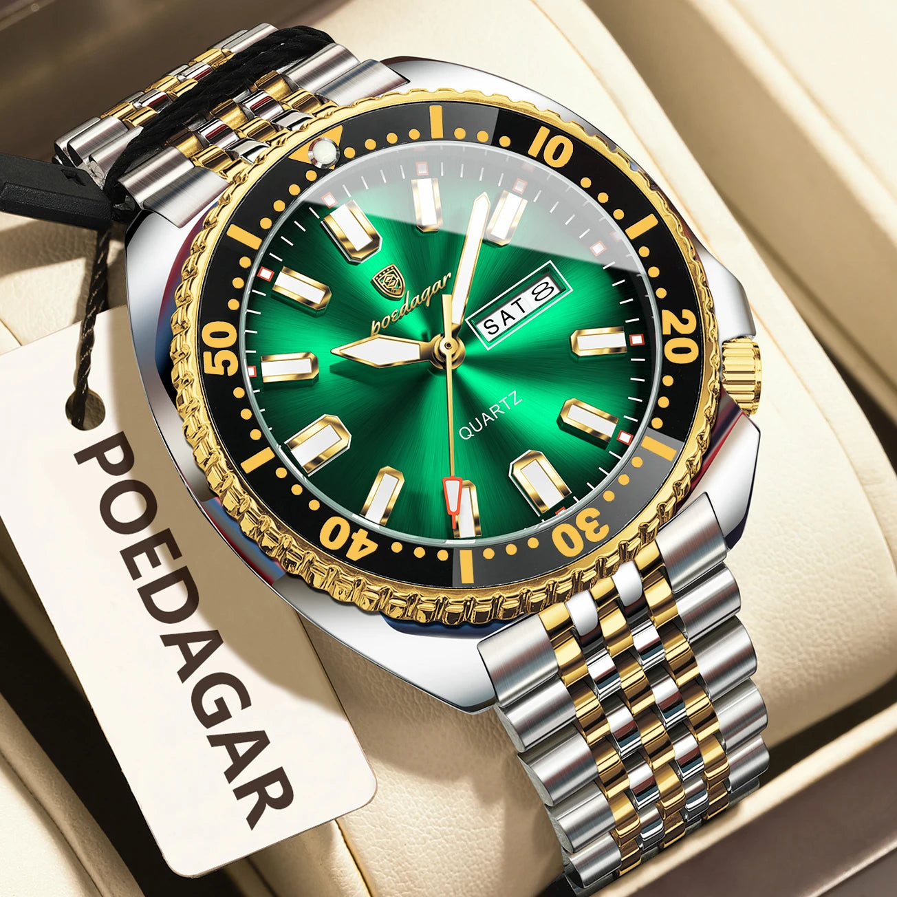 POEDAGAR Luxury Fashion Men's Watch Waterproof Luminous Quartz Male Watch Date Week Stainless Steel Casual Watches For Men Reloj