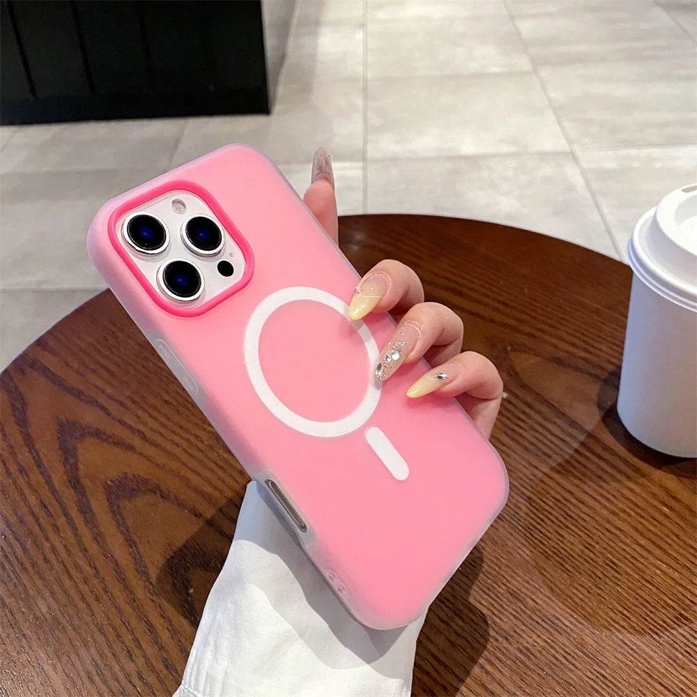 Luxury Candy Color  Magnetic Matte Case For iPhone 17 16 15 14 13 12 11 Pro Max  Air 16 ProMax Magsafe Wireless Charging  Cover