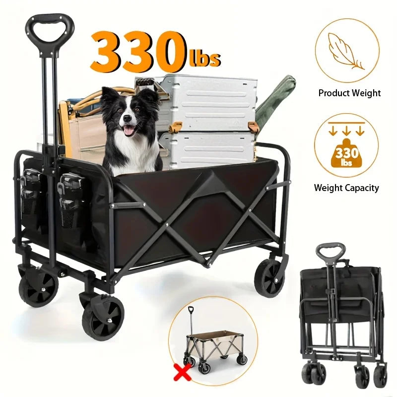 Cart Folding us Foldable Wagon, 330/450LB Heavy Duty Foldable Utility Garden Wagon With Terrain Car storage car Wheels, Side Pockets, Portable C