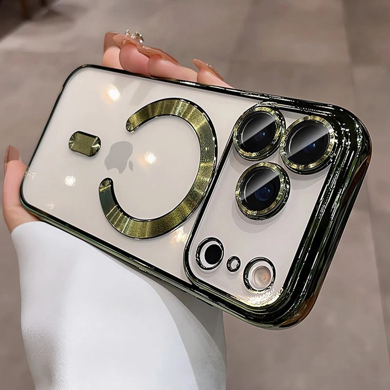 Luxury Magsafe Soft Phone Case For iPhone 11 12 13 14 15 16 17 Pro Max Plus Air Magnetic Transparent TPU Bumper Cases Cover