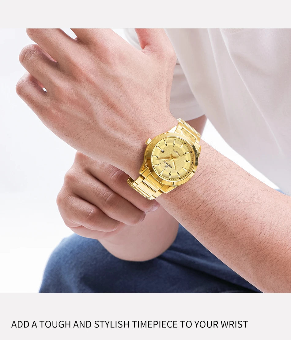 2024 Top Brand NAVIFORCE Mens Watches Stainless Steel Strap Casual Male Quartz Sports Wristwatch Luxury Waterproof Date Clock