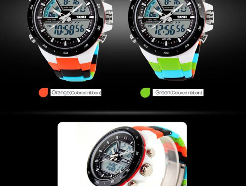 SKMEI 1016 Men Fashion Casual Alarm Clock Waterproof Military Chrono Dual Display Wristwatches Relogio Masculino Sport Watch
