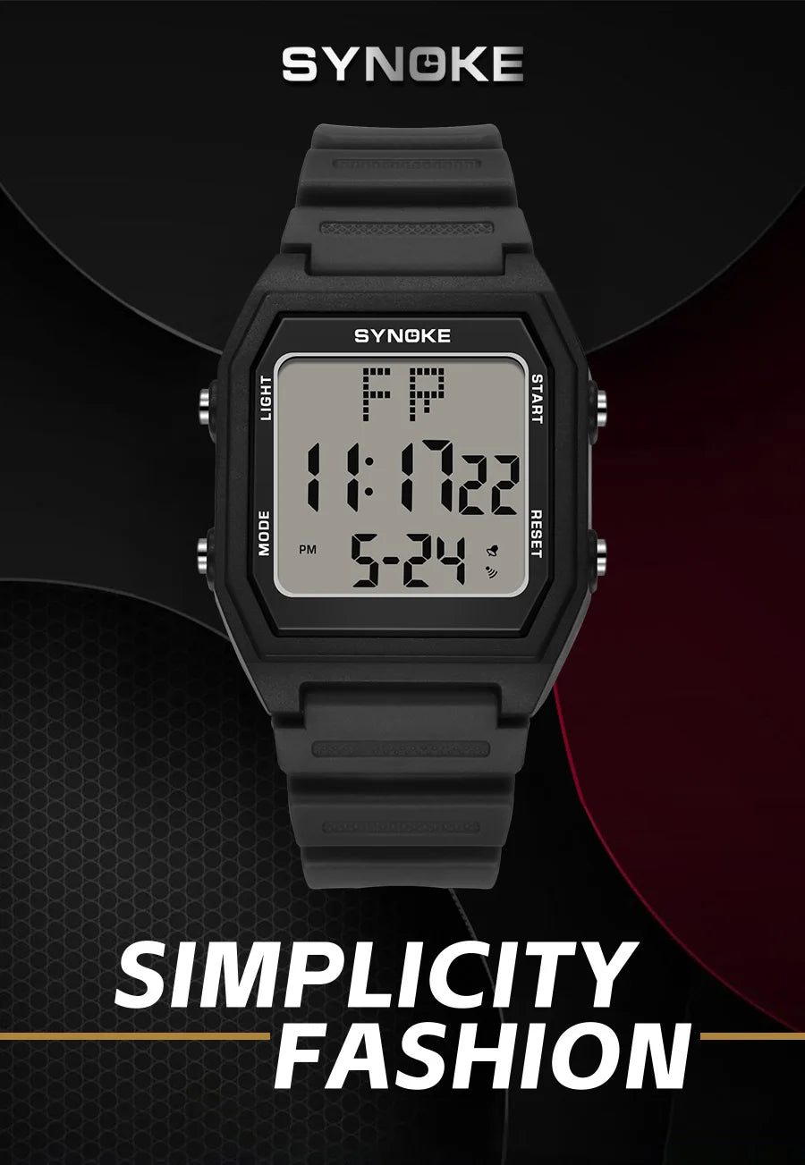 SYNOKE Digital Watches Men Military Sports Luminous Chronograph Waterproof Male Electronic Wrist Watches Square Watch