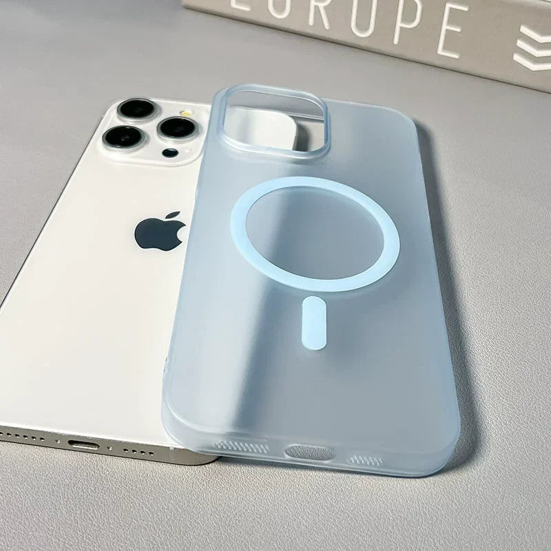 Ultra Thin Matte Magnetic Wireless Charger Case For iPhone 17 16 15 14 13 12 11 Pro Max For Magsafe Hard PC Translucent Cover