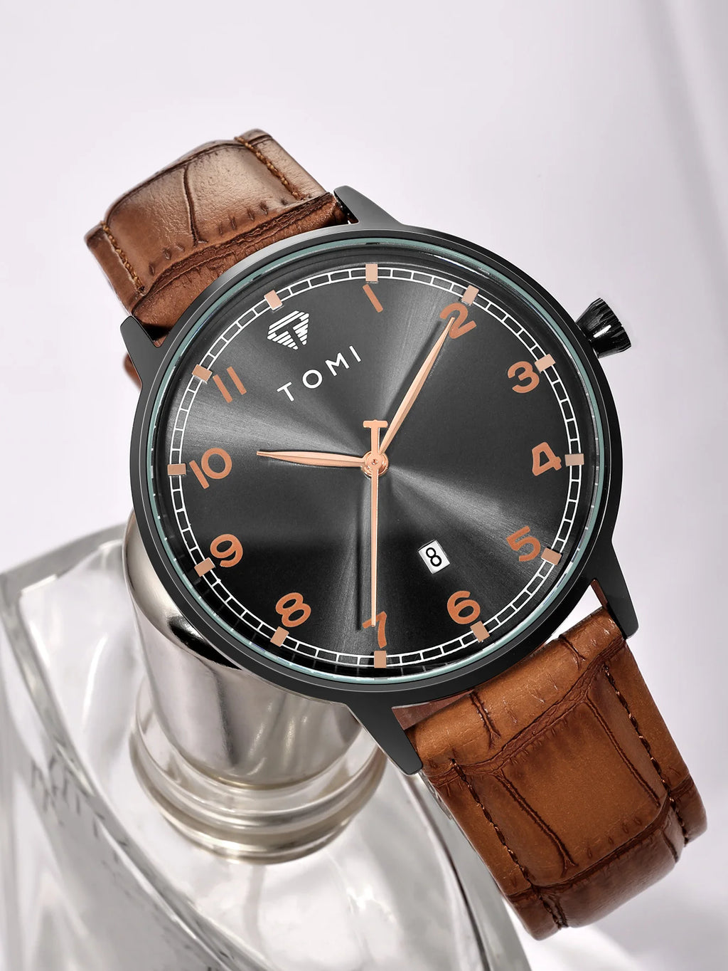 TOMI men's minimalist fashion watch circular dial calendar men's and women's casual quartz watch clock gift