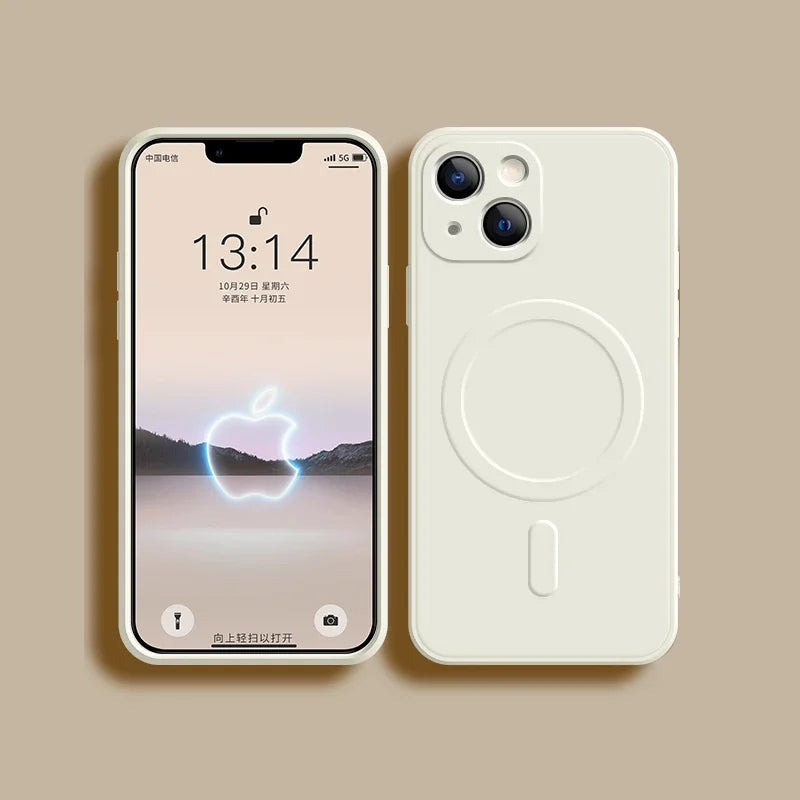For Magsafe Magnetic Wireless Charge Case For iPhone 17 16 14 13 12 11 15 Pro Max Mini XR XS Soft Liquid Silicone Back Cover