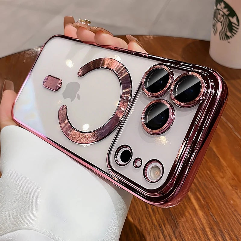 Luxury Magsafe Soft Phone Case For iPhone 11 12 13 14 15 16 17 Pro Max Plus Air Magnetic Transparent TPU Bumper Cases Cover