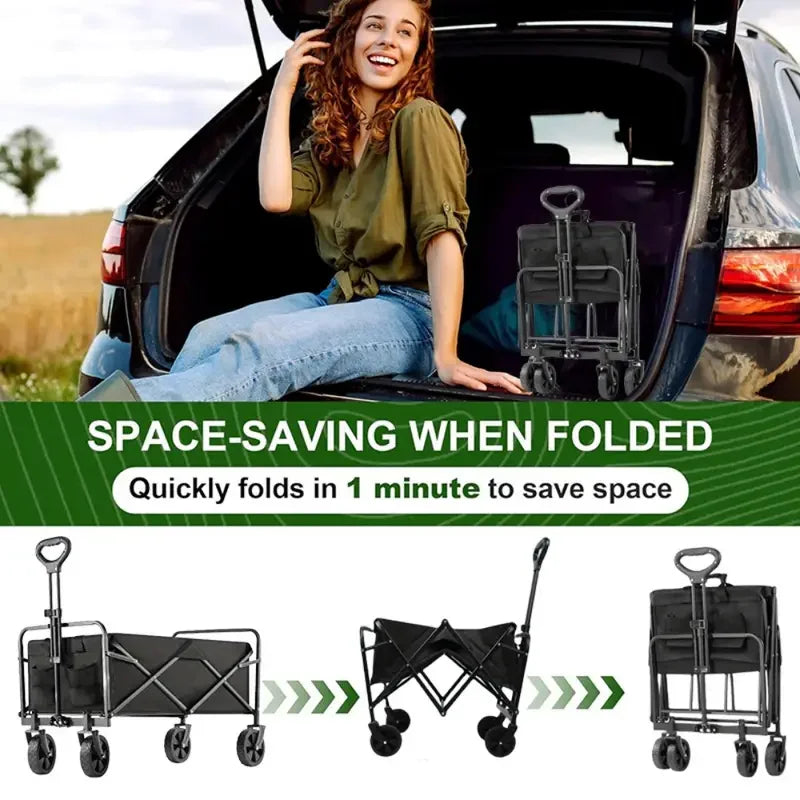 Cart Folding us Foldable Wagon, 330/450LB Heavy Duty Foldable Utility Garden Wagon With Terrain Car storage car Wheels, Side Pockets, Portable C