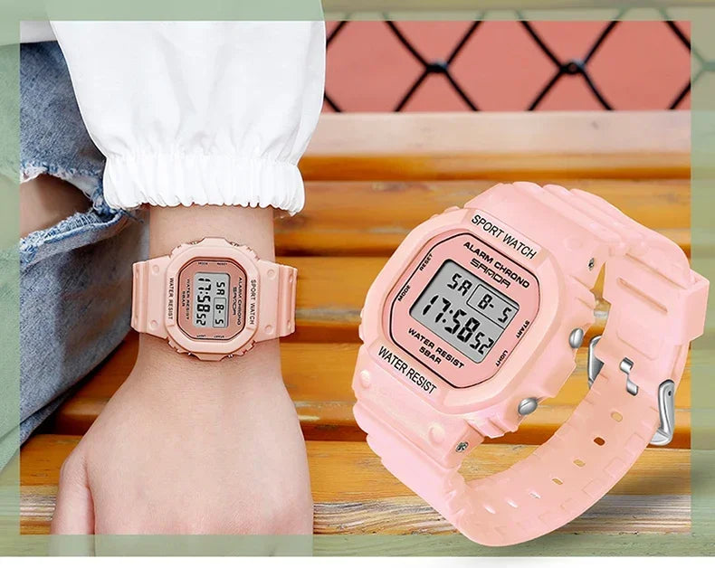 SANDA 293  Waterproof Watch Fashion Brand Ladies Watches For Women Sport Digital Wristwatches Female Clock LED Display 50m