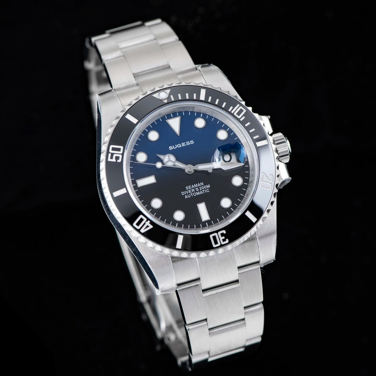 Sugess Watch of Men Diver NH35 Automatic Mechanical Wristwatch Date Sapphire Crystal Luminous Ceramic Bezel Waterproof 200M 2022