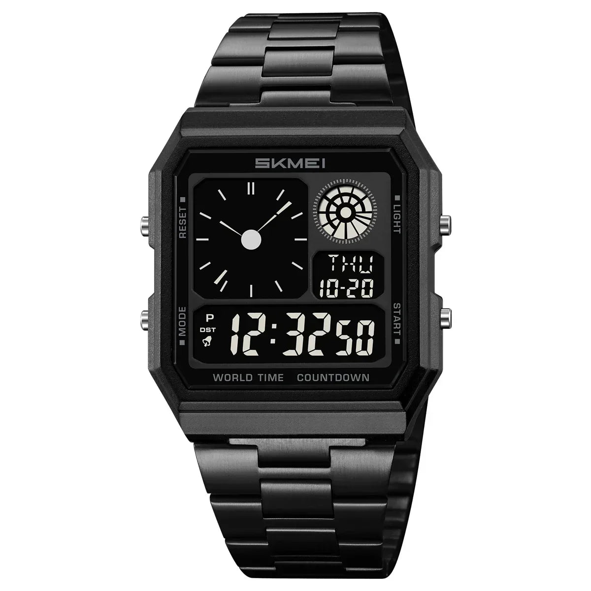 SKMEI 2353 Waterproof Outdoor Sport Stainless Steel Strip Wristwatches Reloj Hombre World Digital Electronic Watch For Men Women