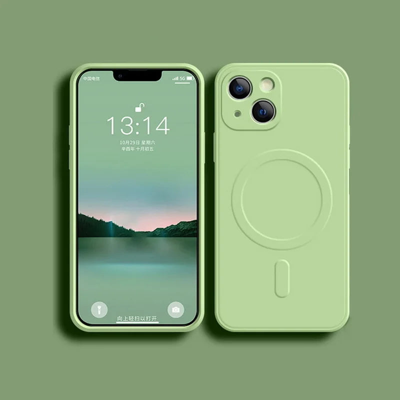 For Magsafe Magnetic Wireless Charge Case For iPhone 17 16 14 13 12 11 15 Pro Max Mini XR XS Soft Liquid Silicone Back Cover