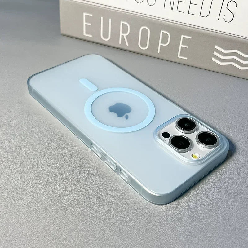 Ultra Thin Matte Magnetic Wireless Charger Case For iPhone 17 16 15 14 13 12 11 Pro Max For Magsafe Hard PC Translucent Cover