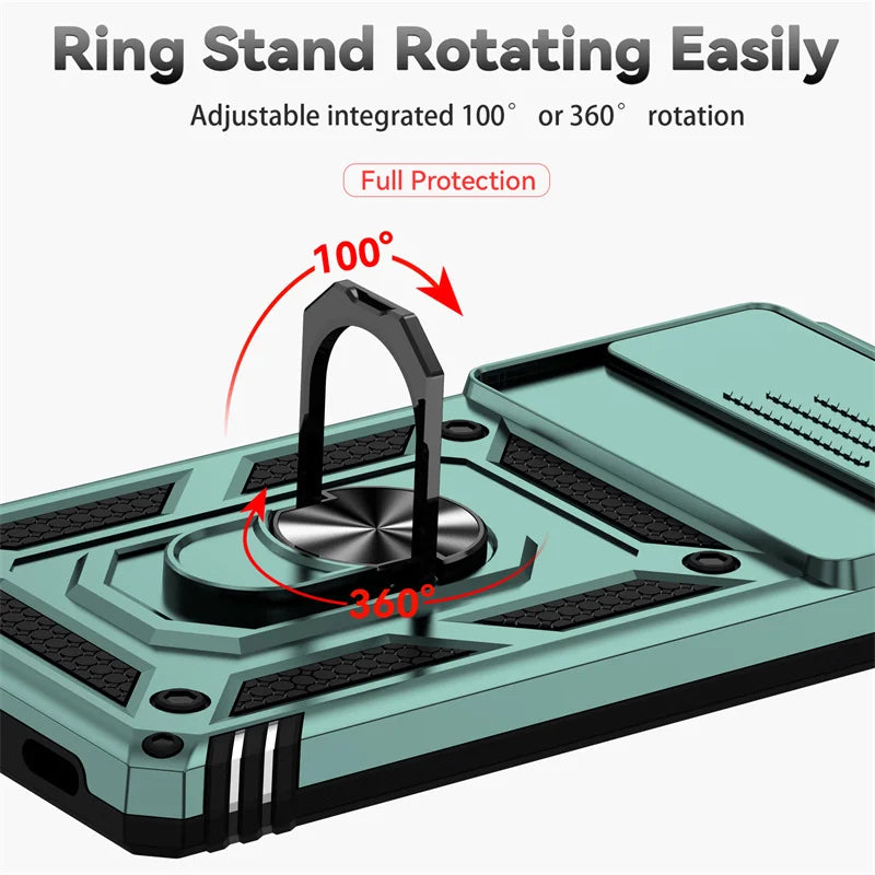 Slide Camera Protect Cover For Google Pixel 6 7 8 Pro Pixel8 Magnetic RIng Holder Shockproof Armor Phone Case For Pixel 6A 7A 8A