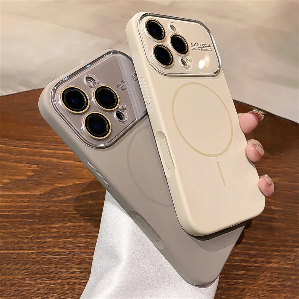 Advanced Liquid Phone Case For iPhone 17 16 14 15 Pro Max Magnetic Charging Glass Lens Protective Cover Silicone Couple Set